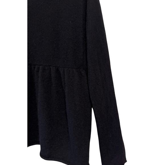 Garnet Hill 100% Cashmere open front black sweater delicate ruffle collar - Picture 4 of 8